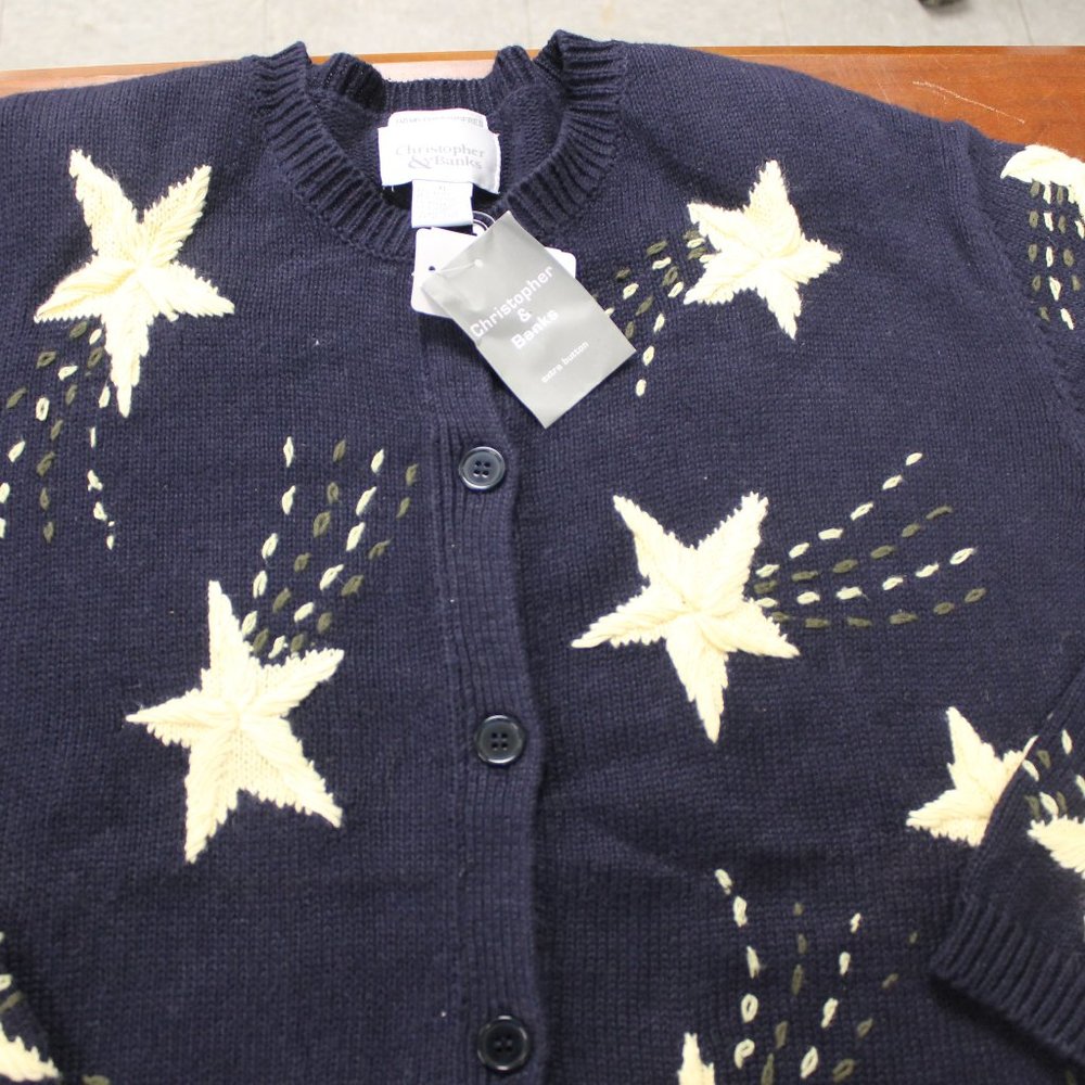 Christopher & Banks Sweater Hand Embroidered XL